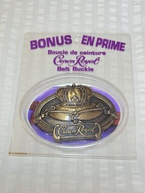Vintage Crown Royal Brass-Tone Belt Buckle New In Package